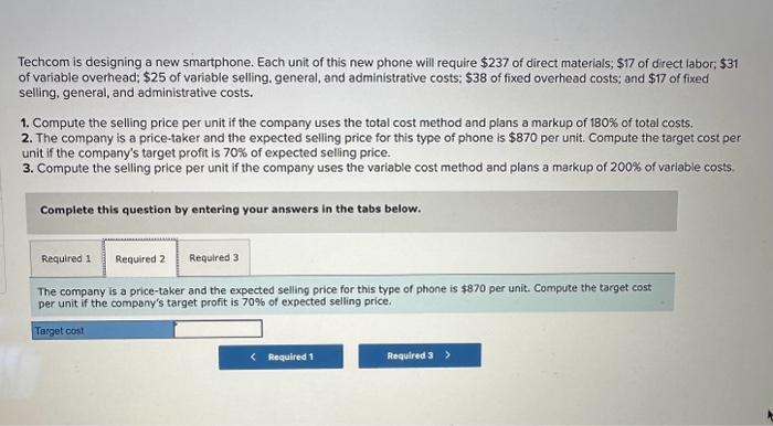 this new phone will require $237 of direct materials; $17 of direct