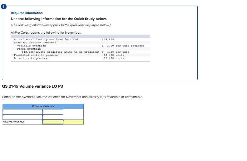  Required information Use the following information for the Quick Study below.