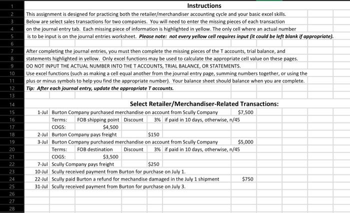 Please help Instructions This assignment is designed for practicing both the retailer/merchandiser