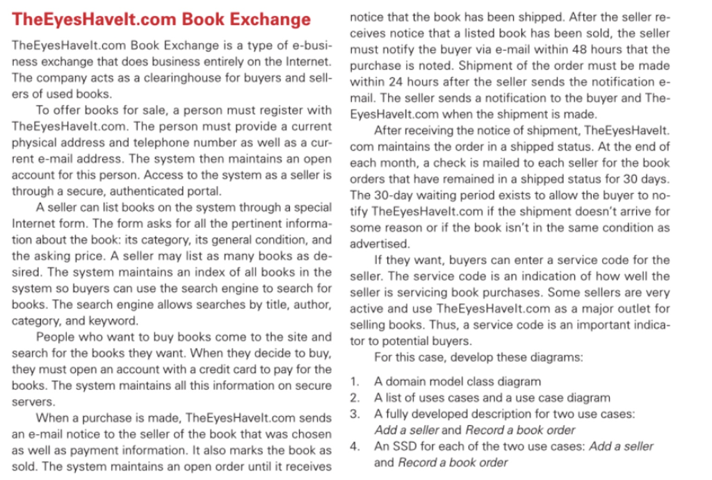  Two fully developed use case descriptions, one for Add a seller