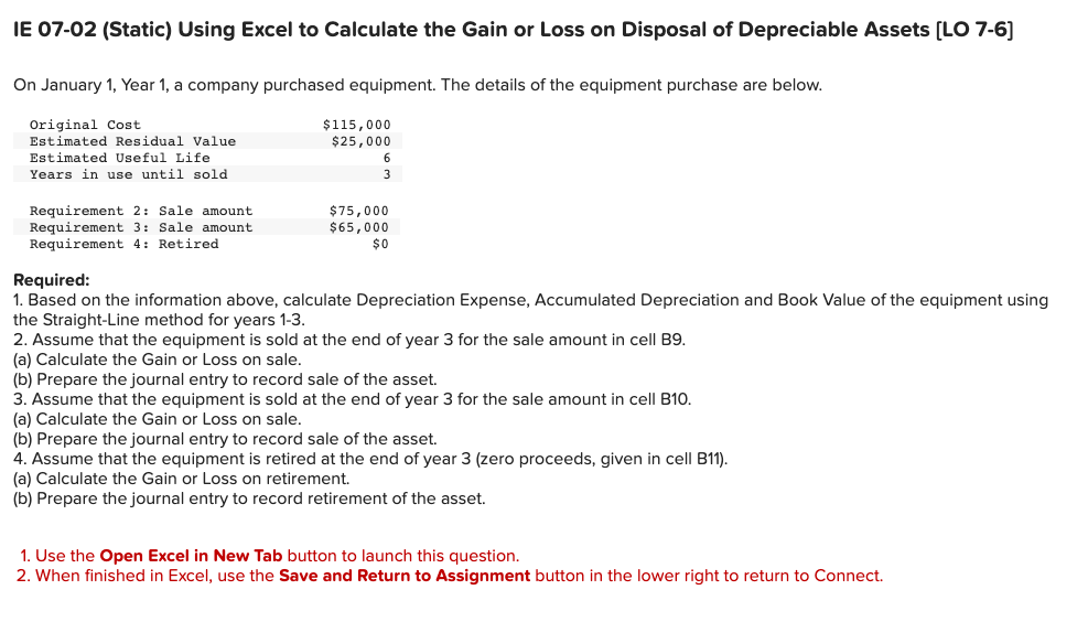  Requirement 1: Straight-Line Method (Use cells A2 to B11 from the