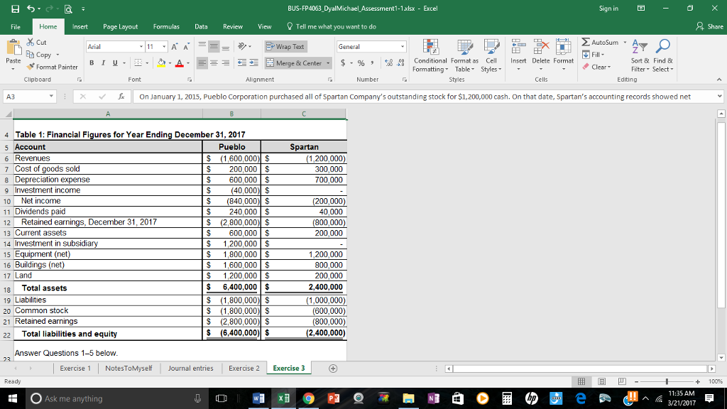 advance! H 5 BUS-FP4063 DyalMichael Assessment Excel Sign in Tell me what
