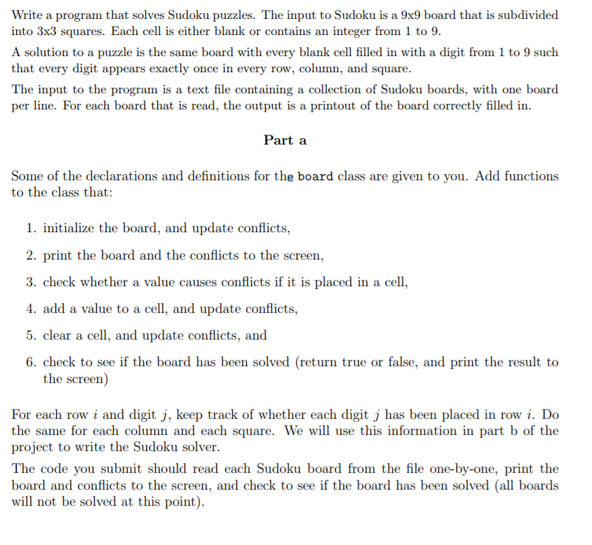sudoku.txt: 3...8.......7....51..............36...2..4....7...........6.13..452...........8..Z Please write code in c++ Write a program that solves