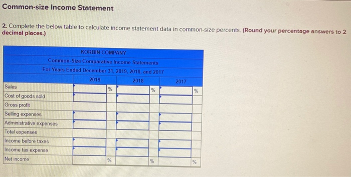 comparative financial statements of Korbin Company follow. KORBIN COMPANY Comparative Income Statements
