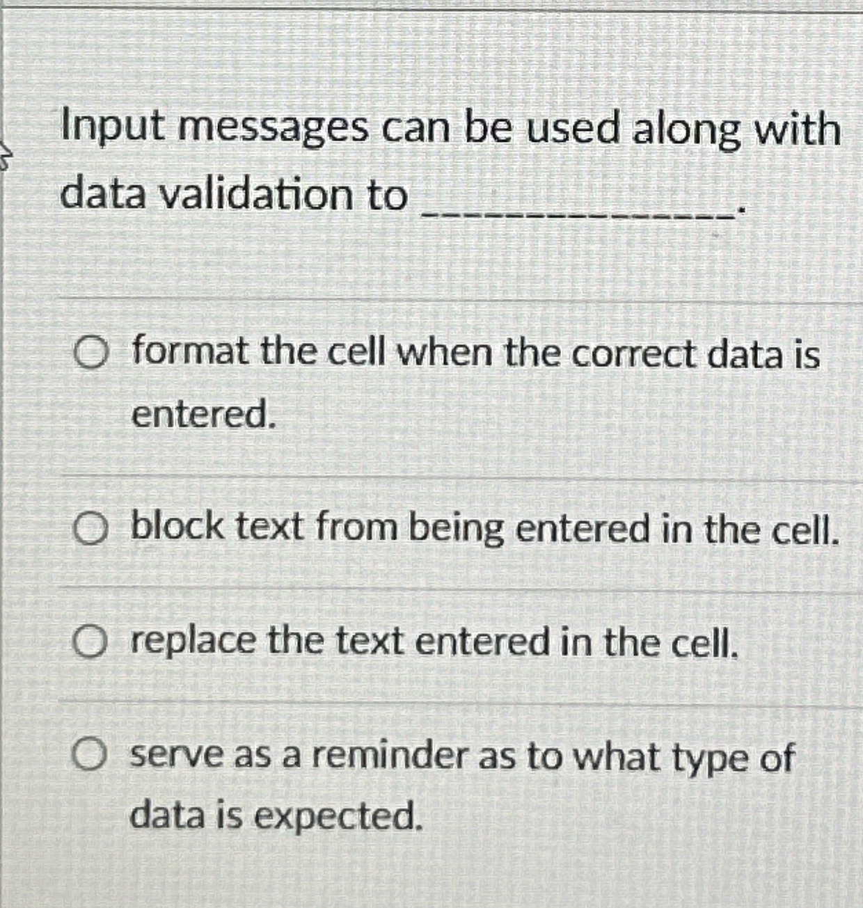  Input messages can be used along with data validation to q,