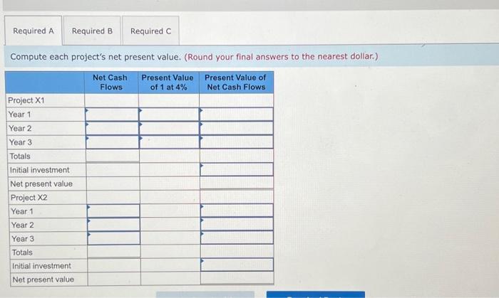 information on two alternative investment projects being considered by Tiger Company. The