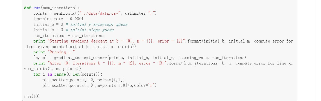 here =============================================== from numpy import * # y = mx + b