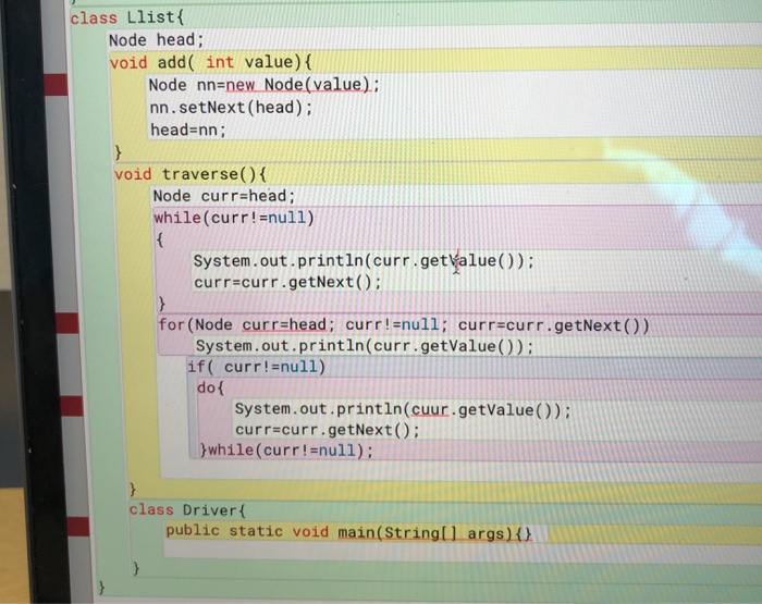 Your project should include tests on the LList class to demonstrate that