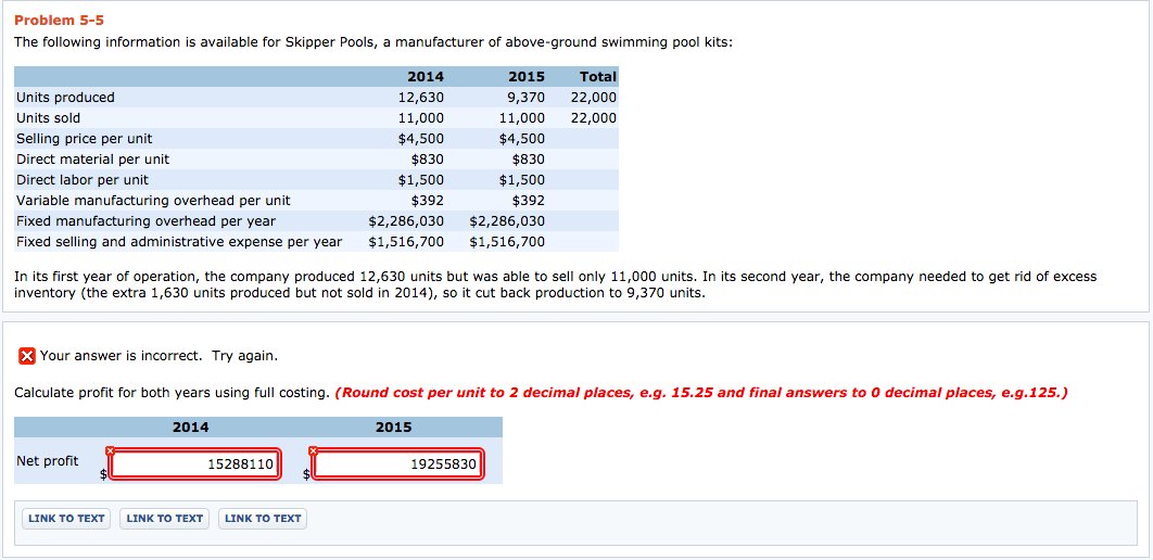  Problem 5-5 The following information is available for Skipper Pools, a