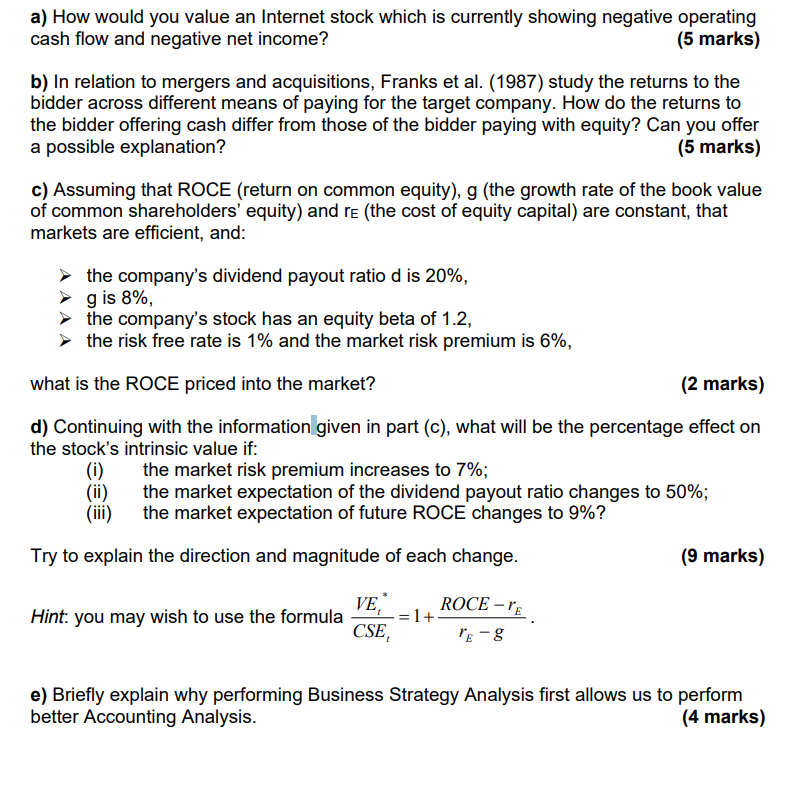 a) How would you value an Internet stock which is currently