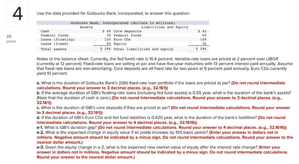 for Gotbucks Bank, Incorporated, to answer this question. Notes to the balance