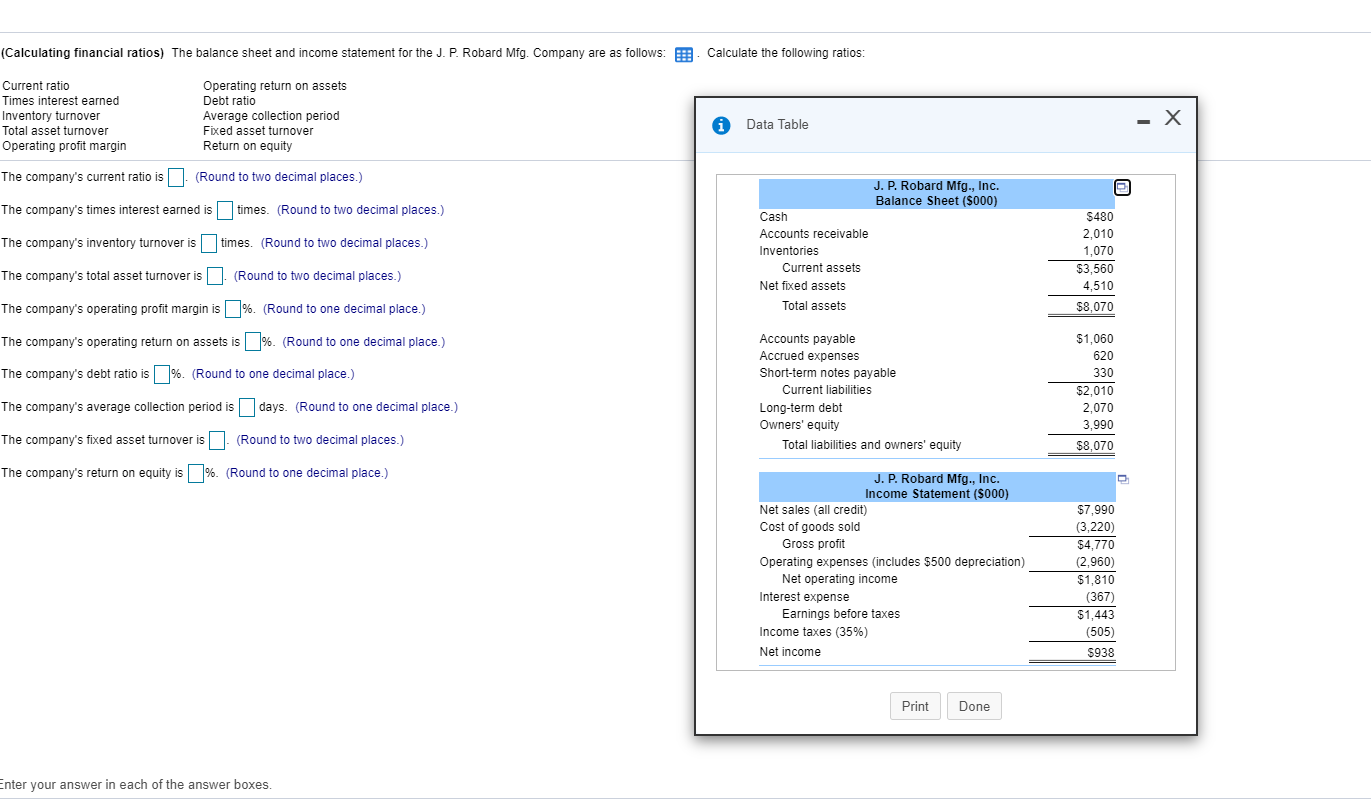 updated to include data box, thanks! (Calculating financial ratios) The balance sheet