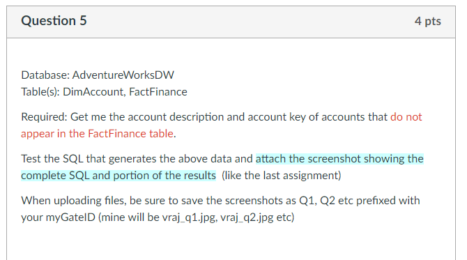 the SQL that generates the above data and attach the screenshot showing