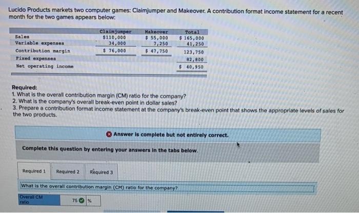  Lucido Products markets two computer games: Claimjumper and Makeover. A contribution