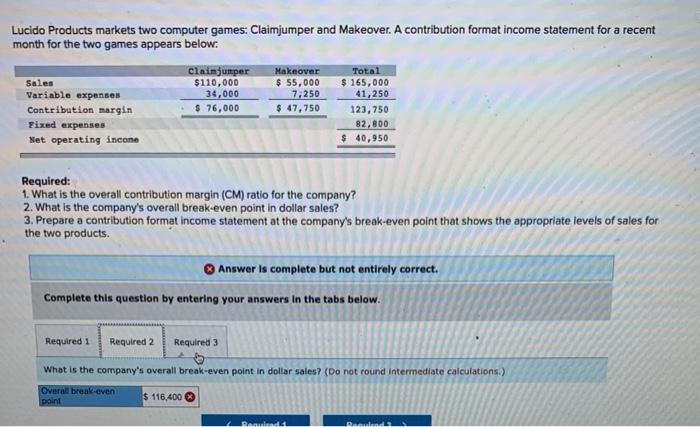 format income statement for a recent month for the two games appears