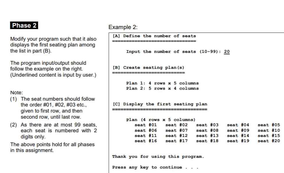 How can i generate the seating plan like the bottom according