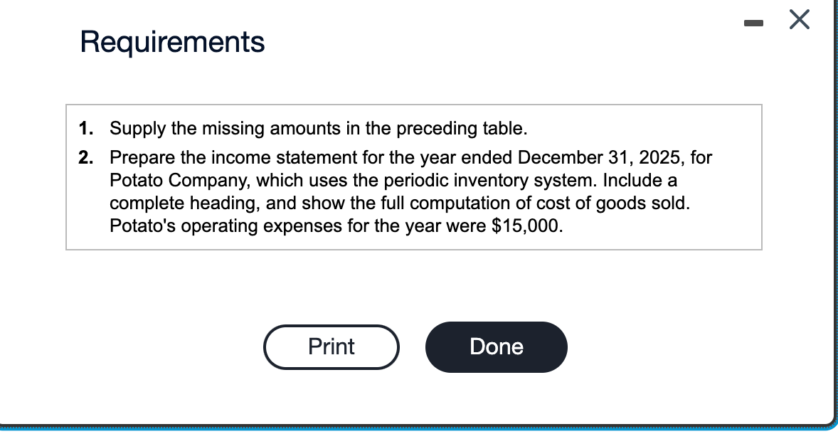 Prepare the income statement for the year ended December 31,2025 , for