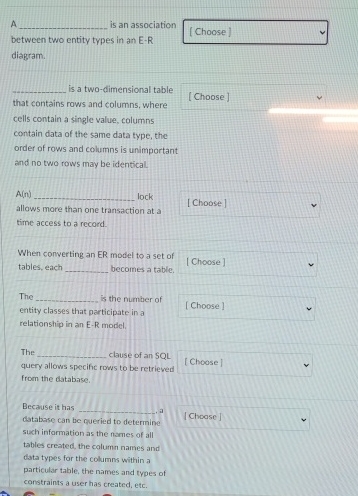  A is an association between two entity types in an E-R