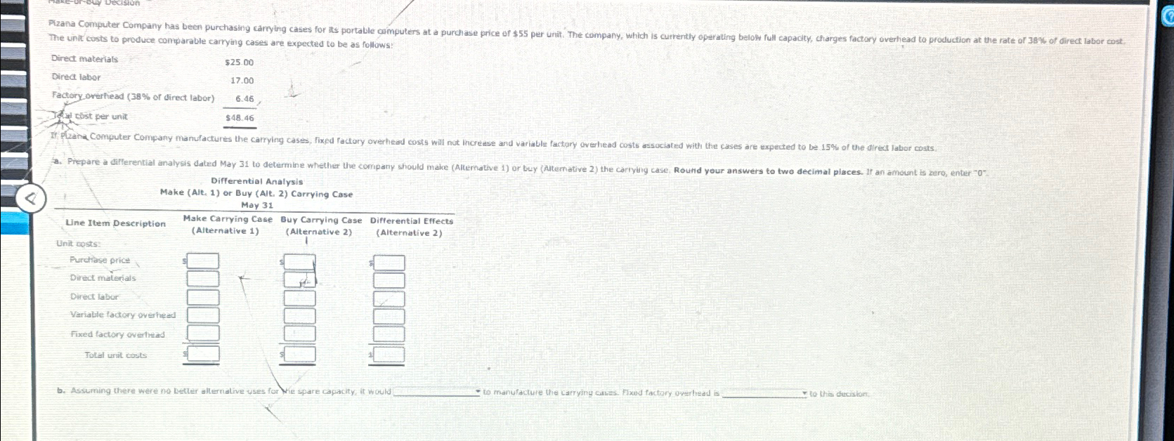  The unit custs to preduce comparable carrying cases are expected to