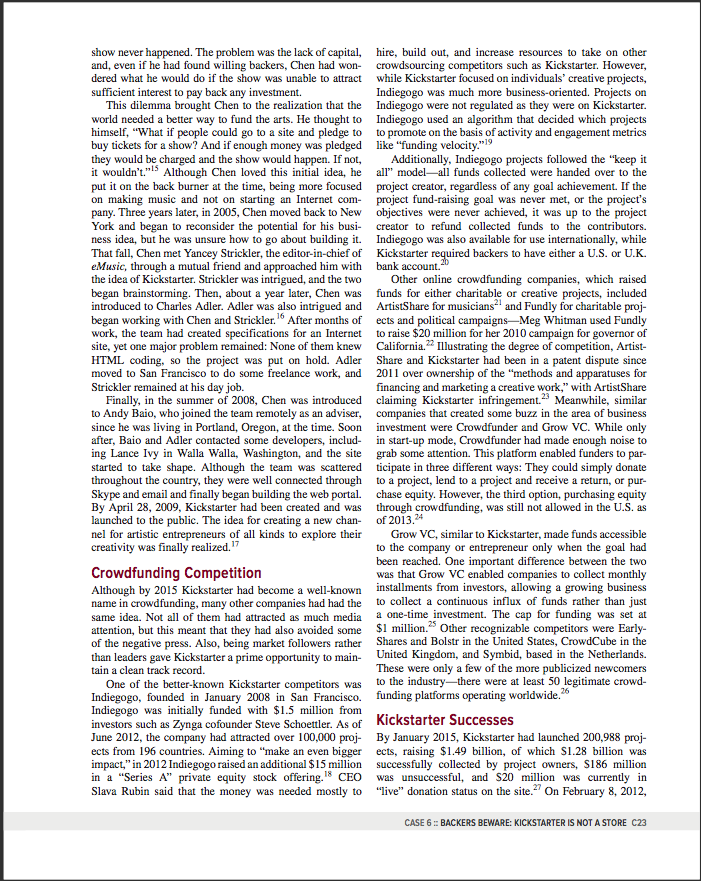 new opportunities? (Please provide the references used) CASE ? BACKERS BEWARE: KICKSTARTER