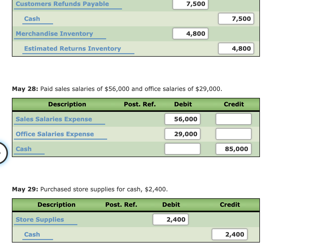 Selling Expense Office Salaries Expense Rent Expense Insurance Expense Miscellaneous Administrative Expense
