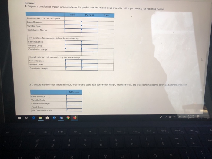 the Contribution Margin Income Statement(LO 5-sj Starcups Coffee Company is launching a