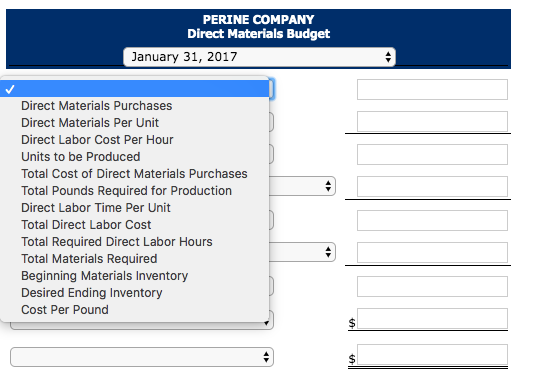 TO SHOW OPTIONS) 2) Perine Company has 4,814 pounds of raw materials