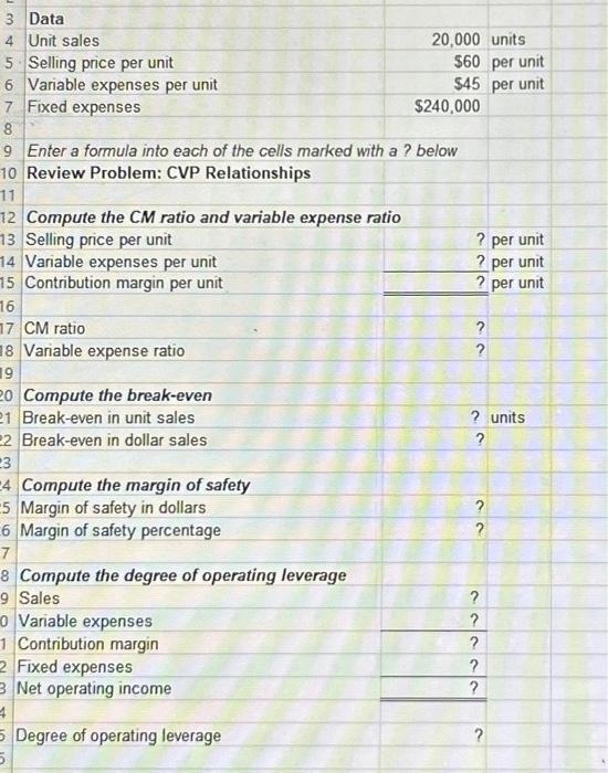  \begin{tabular}{|l|r|} \hline Data & \\ \hline Unit sales & 20,000 units