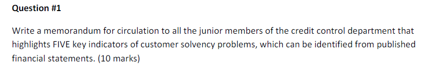 Please answer ASAP! Question #1 Write a memorandum for circulation to all