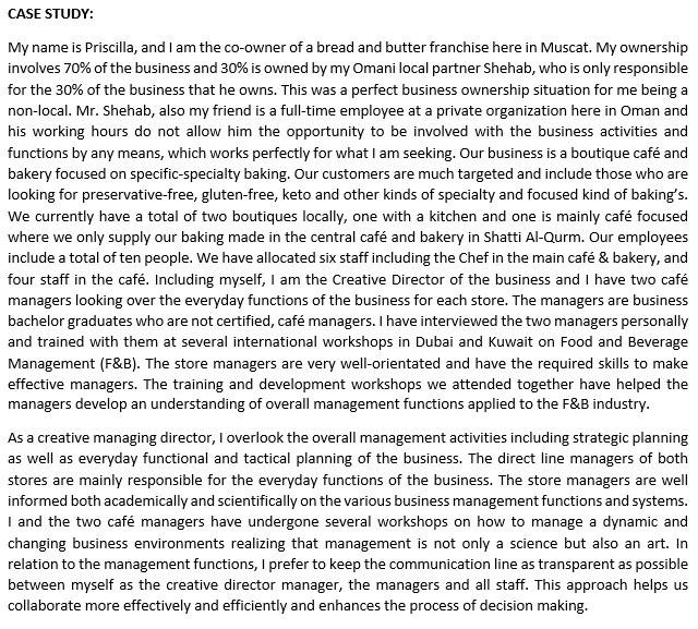 need in 25 mints plz CASE STUDY: My name is Priscilla, and