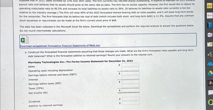 Balance Sheet as af Decemher M1. 2022 b. If the profit margin