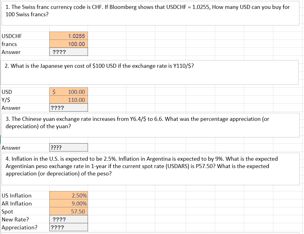  1. The Swiss franc currency code is CHF. If Bloomberg shows
