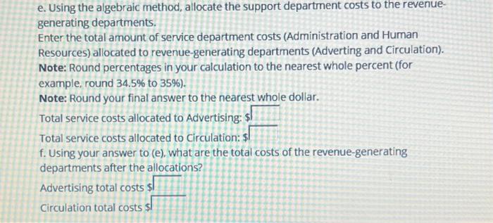 support department allocations Management at C. Pier Press has decided to aliocate