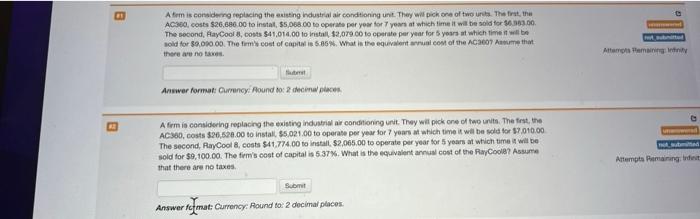 pls answer both A tem is considering ceptacing the euisting industral air