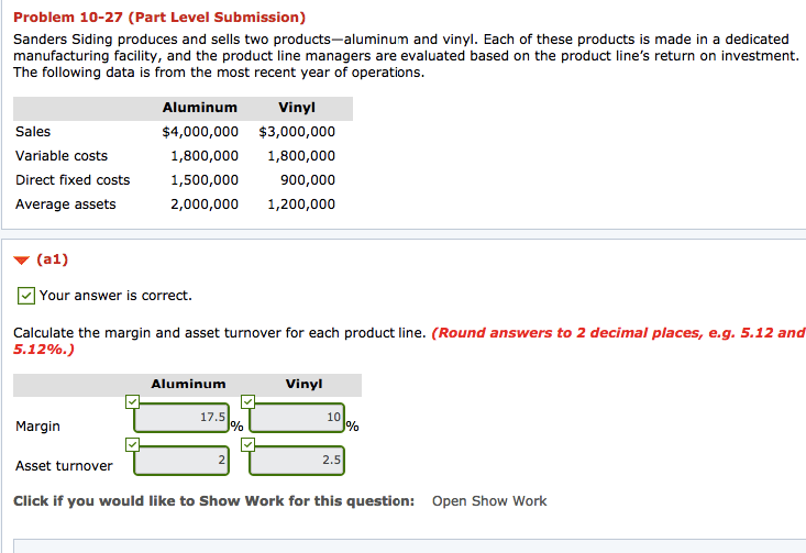 Need help with C2 please. Problem 10-27 (Part Level Submission) Sanders Siding