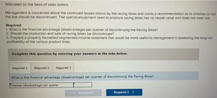 Cycle Company manufactures three types of bicycles-a dirt bike, a mountain bike,