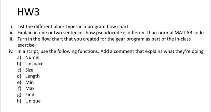  HW3 i. List the different block types in a program flow