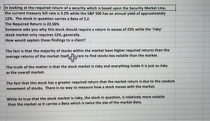 In looking at the required return of a security which is