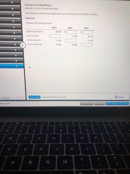  Exercise 6-43 (Algorithmic) Applying the Cost of Goods Sold Model The