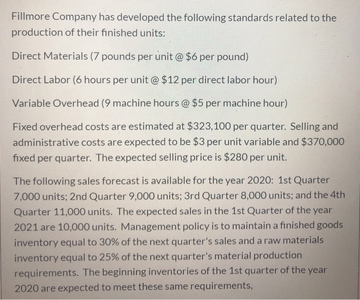  Prepare a direct materials budget for the first two quarters of