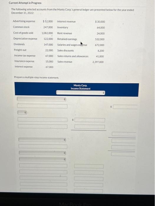  Current Attempt in Progress The following selected accounts from the Monty