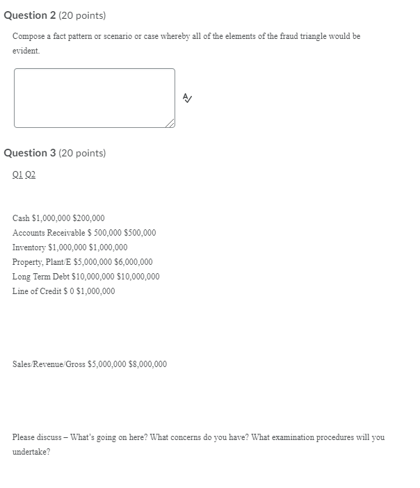 Question 2 (20 points) Compose a fact pattern or scenario or