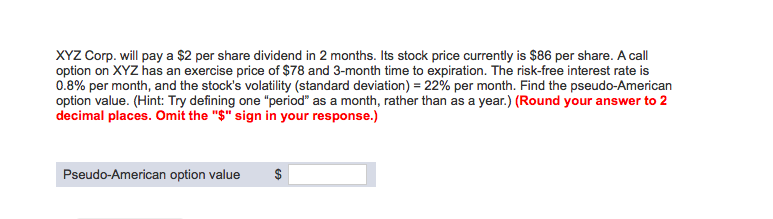 XYZ Corp. will pay a $2 per share dividend in 2