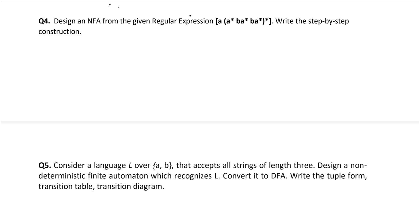  Q4. Design an NFA from the given Regular Expression [a (a