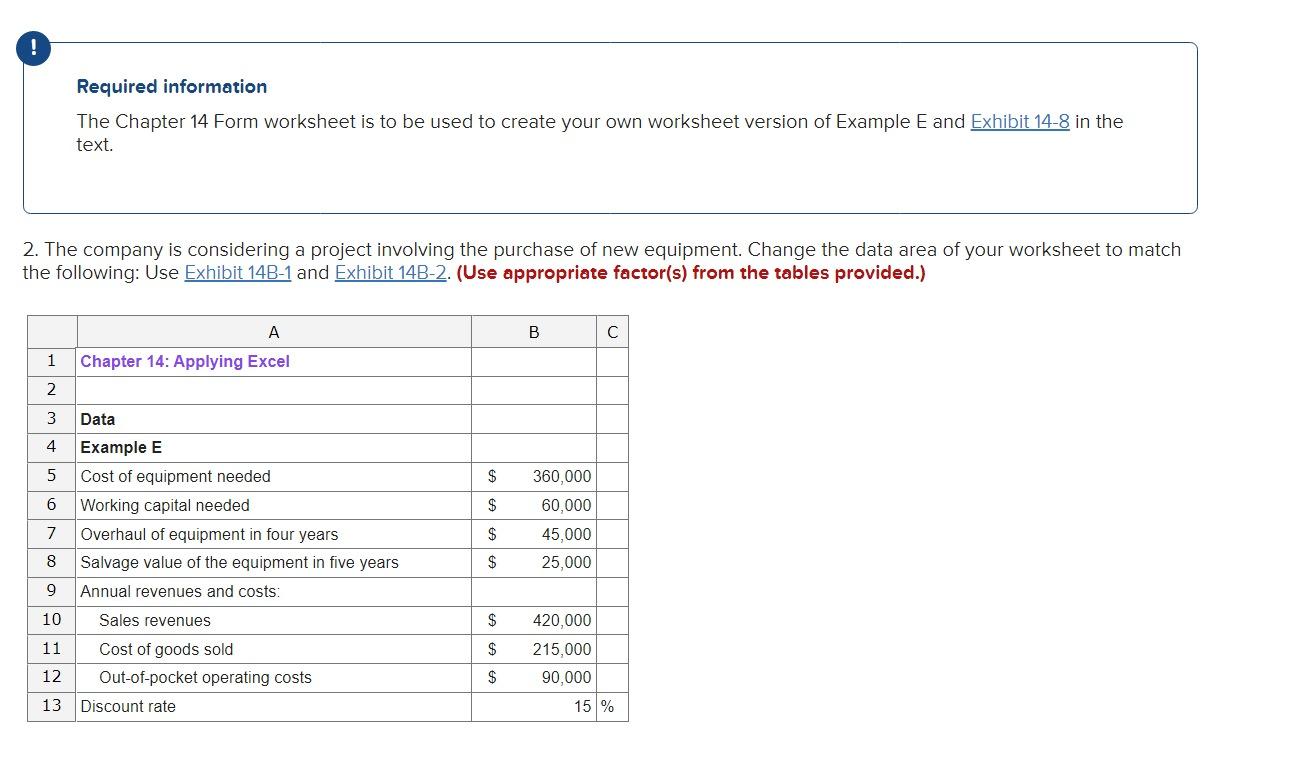  Required information The Chapter 14 Form worksheet is to be used