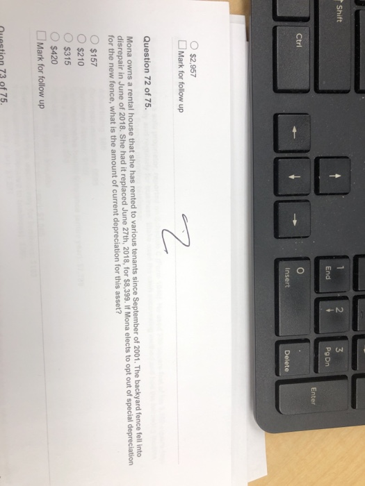  Shift End Pg Dn Enter Ctrl Insert Delete O $2,957 Mark