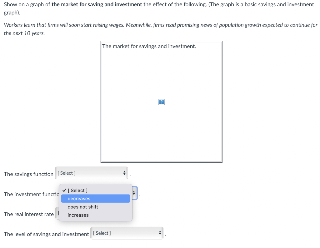 saving and investment the effect of the following. (The graph is a
