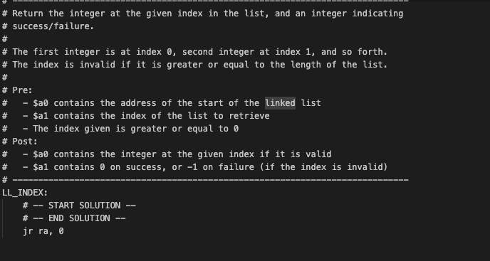  The linked list will contain a sentinel node, used to indicate