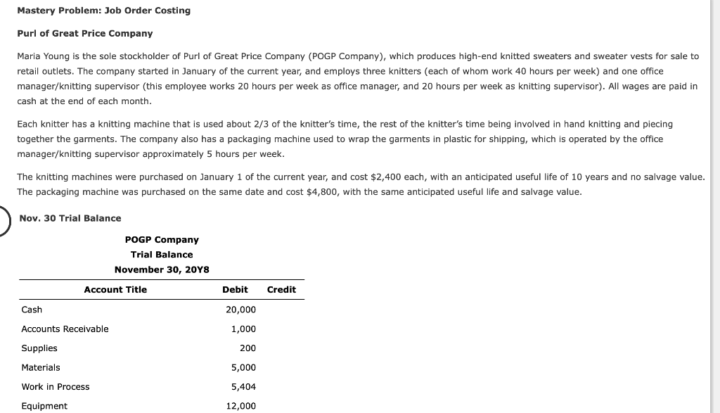 Answer the journal entries and final question please. Mastery Problem: Job Order