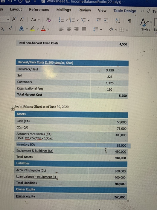 5 21 AL 1 x? Ao Av E Worksheet #5 - Income,